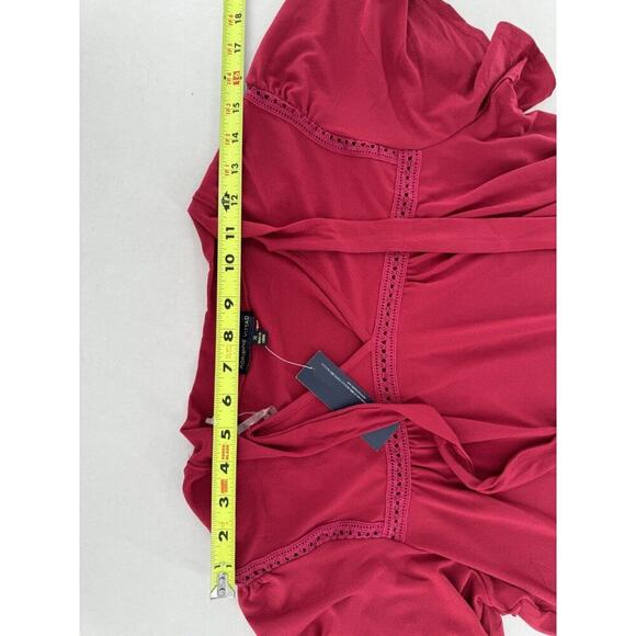 Adrienne Vittadini Top Blouse Size XL Red Neck Tie Classic Career Office Dressy‌ - Picture 15 of 16